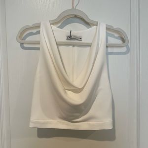 NWT XS Zara Crop Cowl Sleeveless Blouse